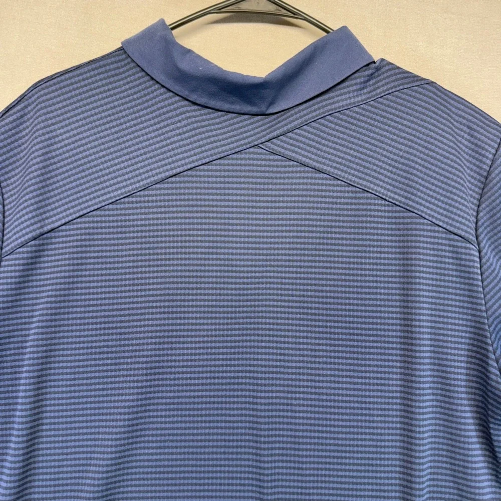 Adidas Climachill Golf Polo Men XL Navy Blue Striped Polyester Performance Shirt